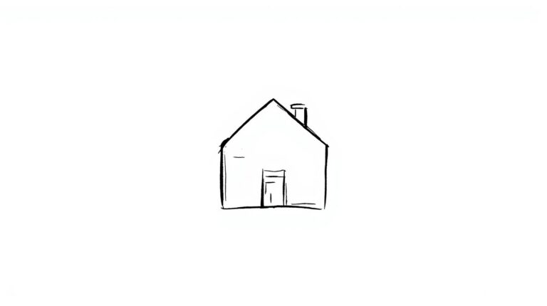 do a sketch about mortgage loan. No text on sketch, black and white and minimalistic. One object only